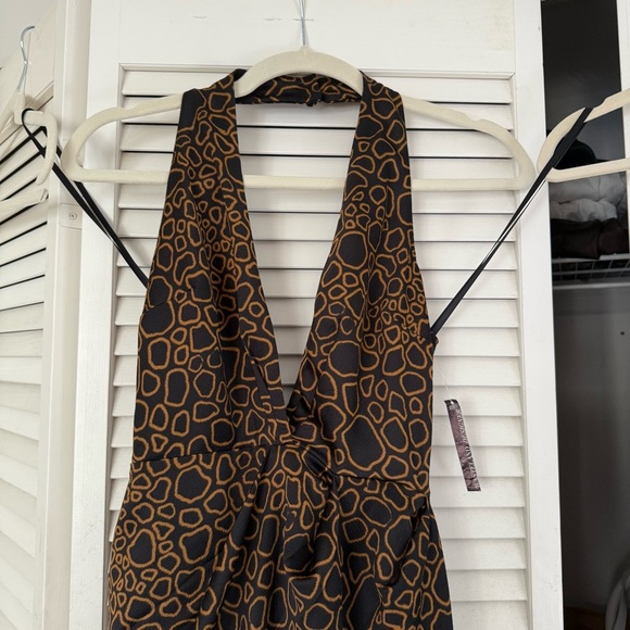 House of Harlow 1960 X Revolve Geometric Halter Neck Ruched Slit Maxi Dress - Picture 14 of 14